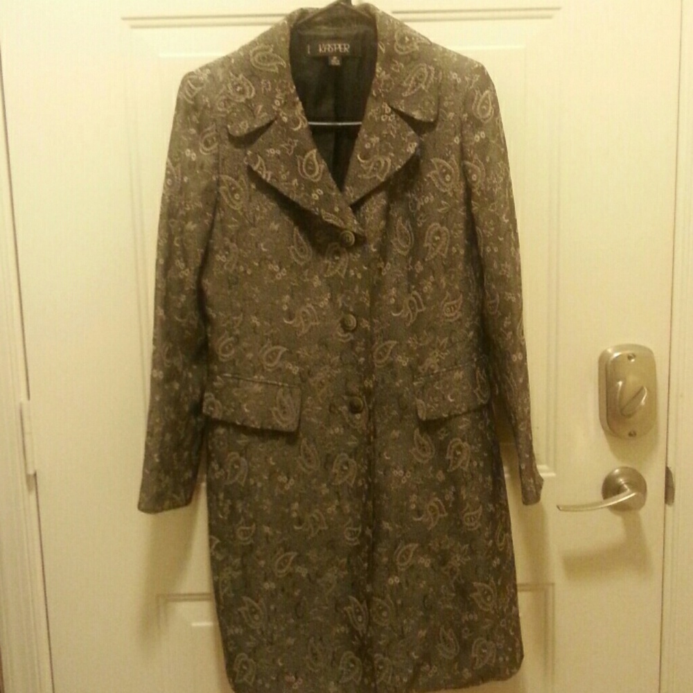 Silver and Black Kasper Women's Long Blazer